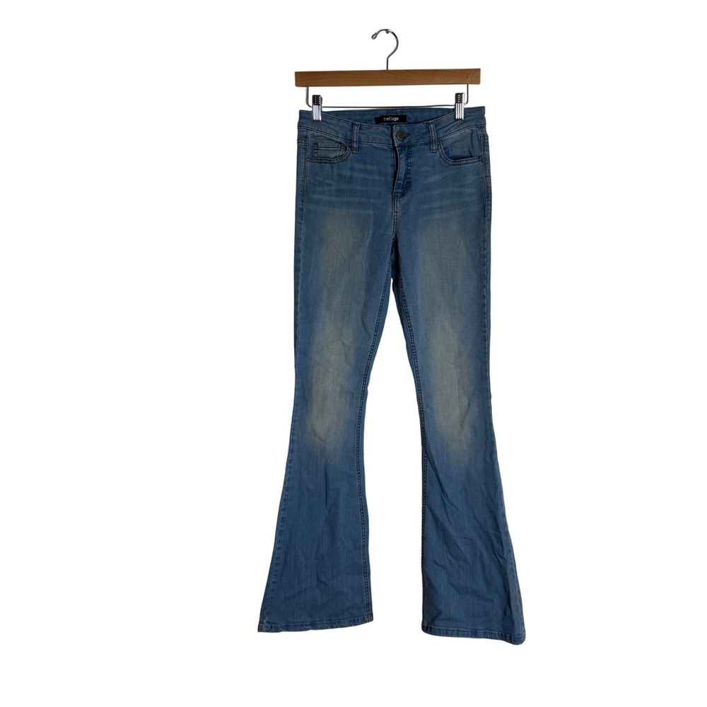 Refuge Jeans Women's Flare Leg Mid Rise Stretch Denim Blue Size 4